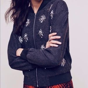 Anthropologie Adorned Bomber Jacket by Harlyn Size Small